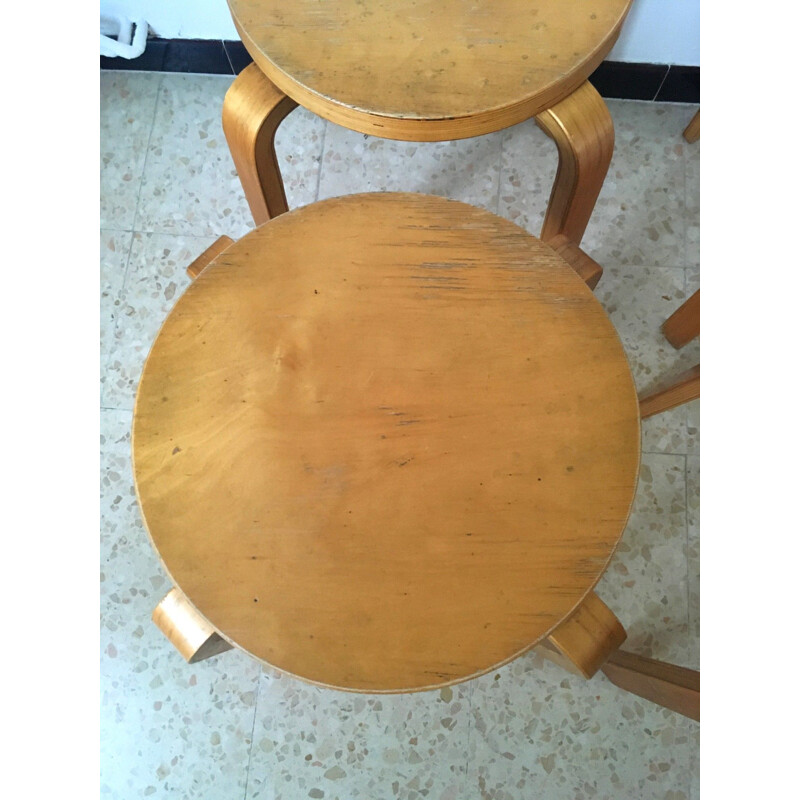 Set of 4 vintage stools E60 by Alvar Aalto 1960s