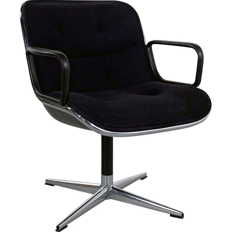 Vintage Black Fabric Office Chair by Charles Pollock for Knoll 1970s