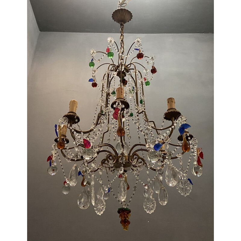 Vintage Murano Glass Fruit Chandelier 1950s