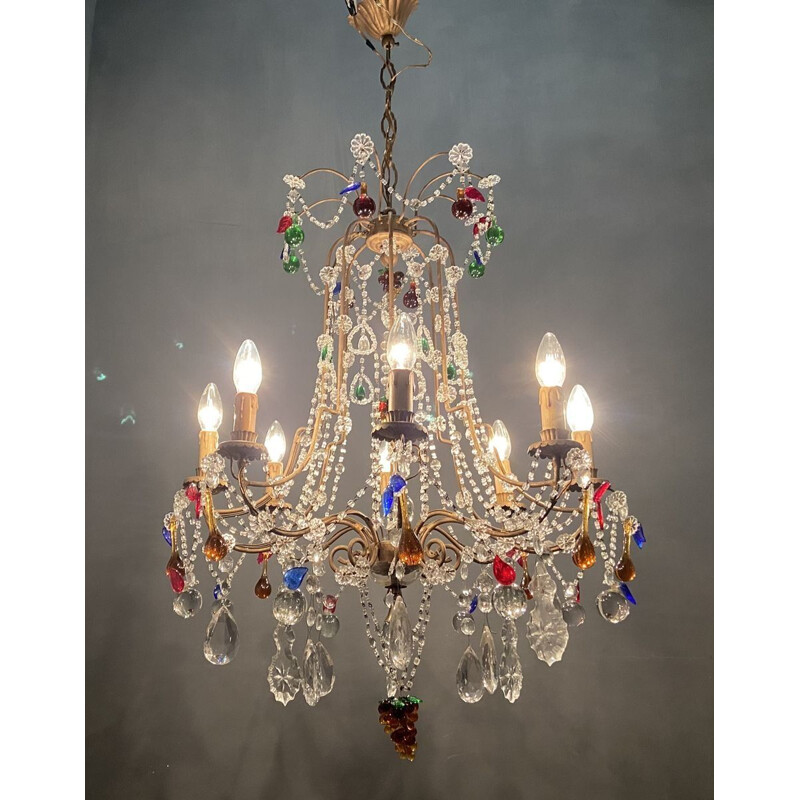 Vintage Murano Glass Fruit Chandelier 1950s