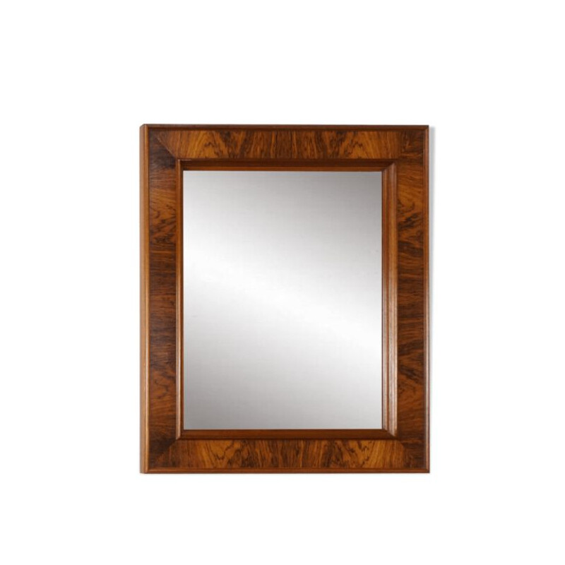 Miroir vintage rectangulaire en palissandre 1980