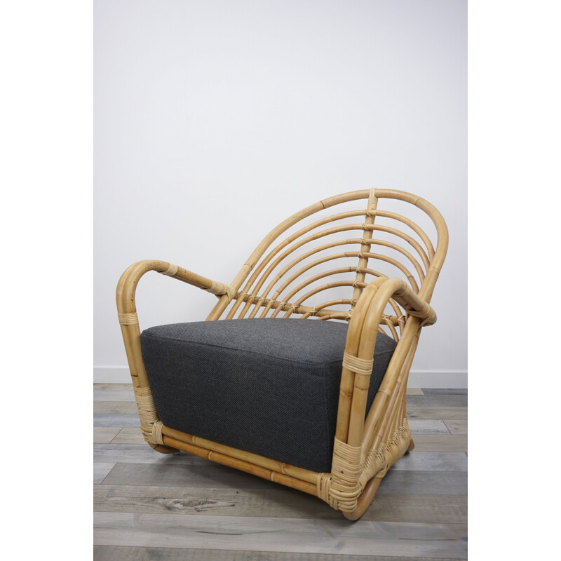 Vintage rattan armchair model aj237 by Arne Jacobsen