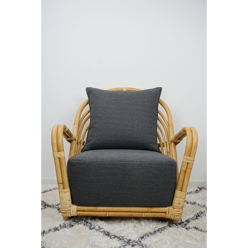 Vintage rattan armchair model aj237 by Arne Jacobsen