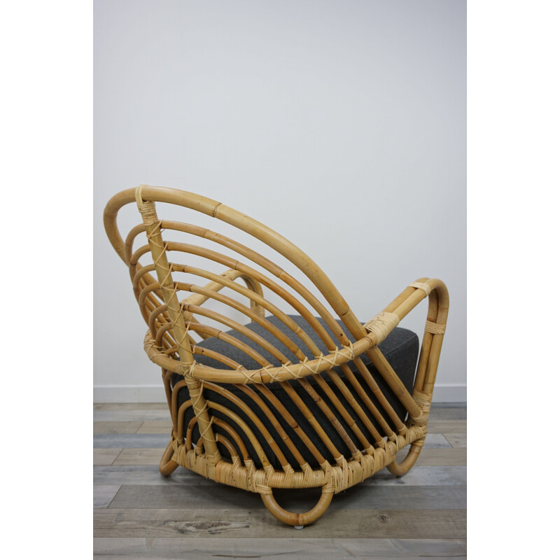 Vintage rattan armchair model aj237 by Arne Jacobsen