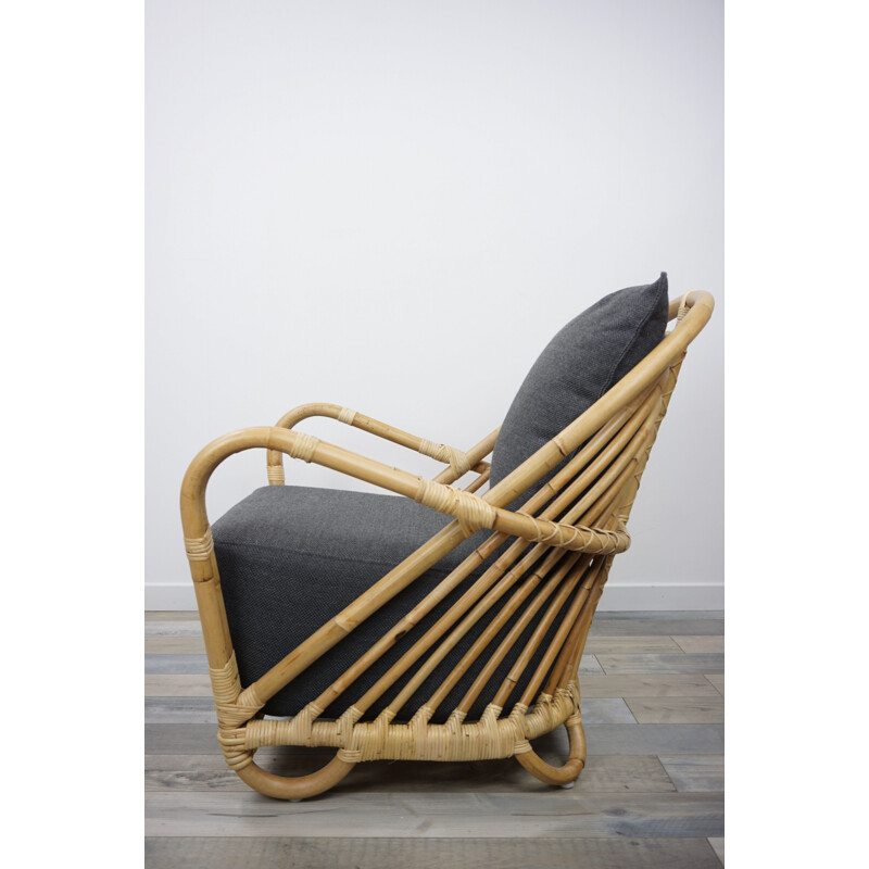 Vintage rattan armchair model aj237 by Arne Jacobsen