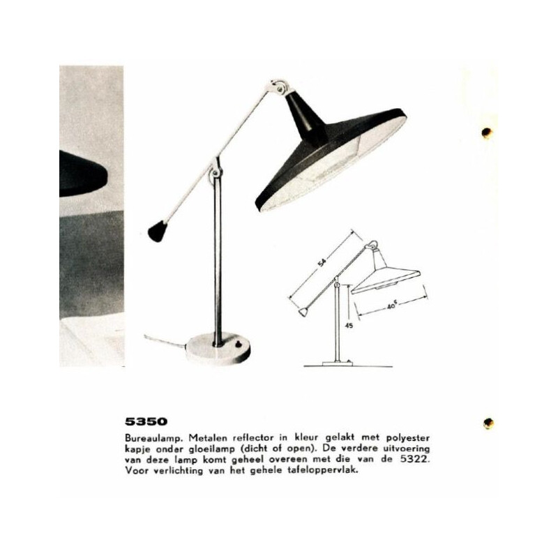 Vintage Desk lamp Panama 5350 by Wim Rietveld for Gispen 1956s