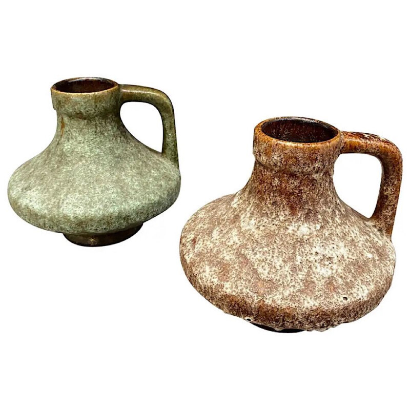 Pair of vintage ceramic jugs from Lava, Germany 1970