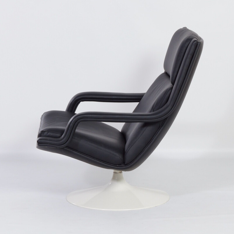 Vintage F140 Swivel Chair in Black by Geoffrey Harcourt for Artifort 1970s