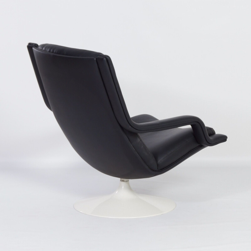 Vintage F140 Swivel Chair in Black by Geoffrey Harcourt for Artifort 1970s