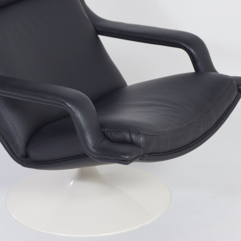 Vintage F140 Swivel Chair in Black by Geoffrey Harcourt for Artifort 1970s