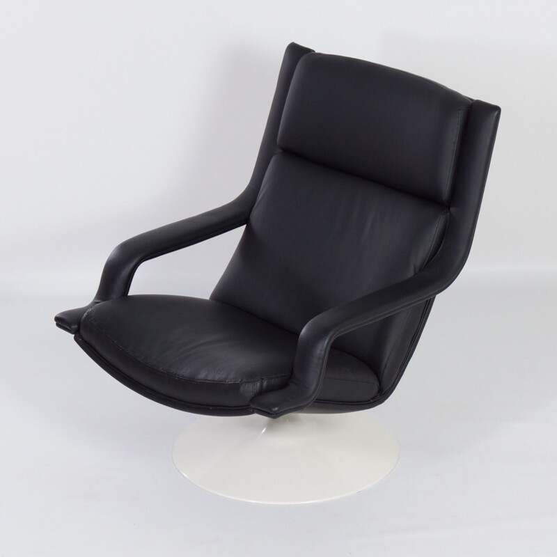 Vintage F140 Swivel Chair in Black by Geoffrey Harcourt for Artifort 1970s