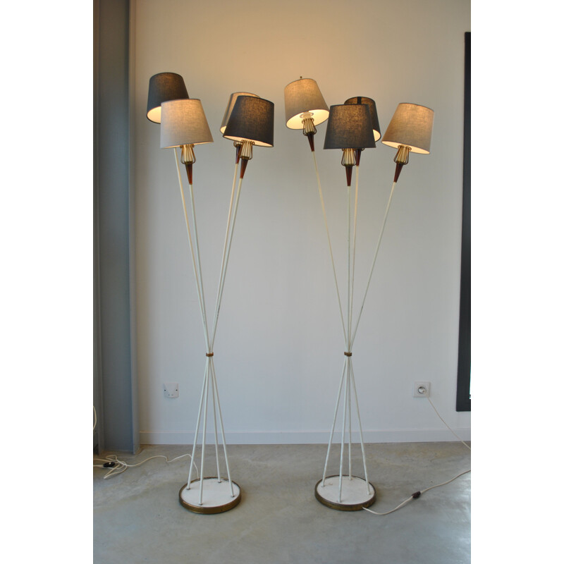 Pair of vintage floor lamps for Lunel  René Mathieu's 1950