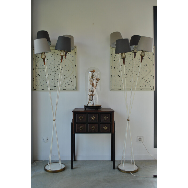 Pair of vintage floor lamps for Lunel  René Mathieu's 1950