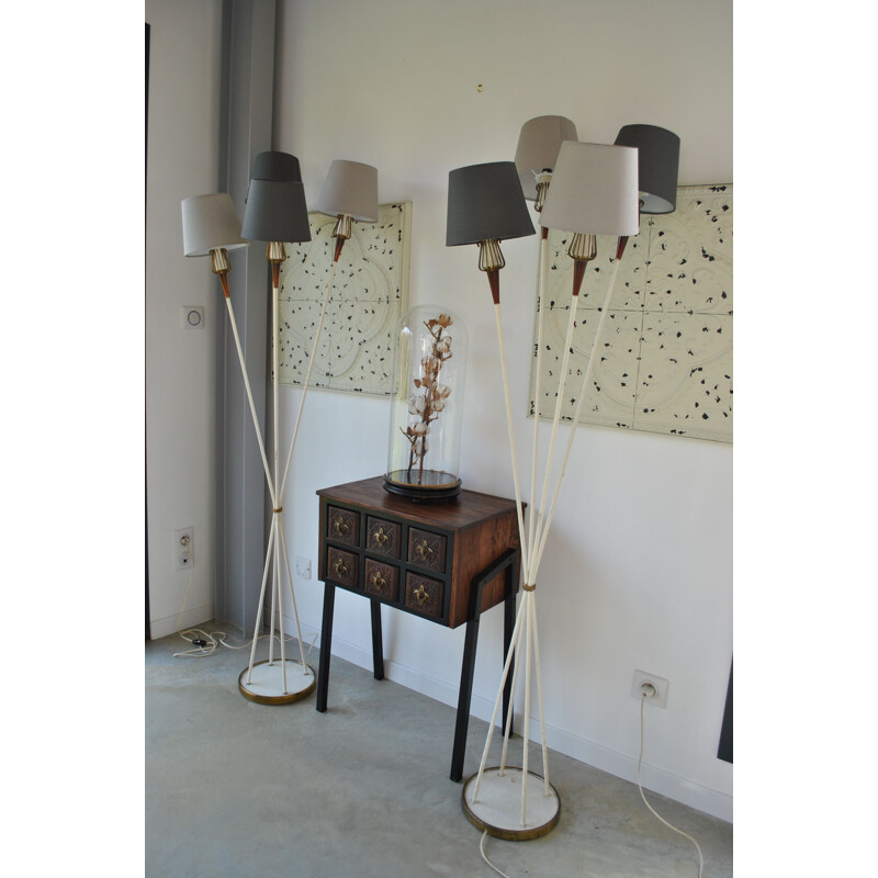 Pair of vintage floor lamps for Lunel  René Mathieu's 1950