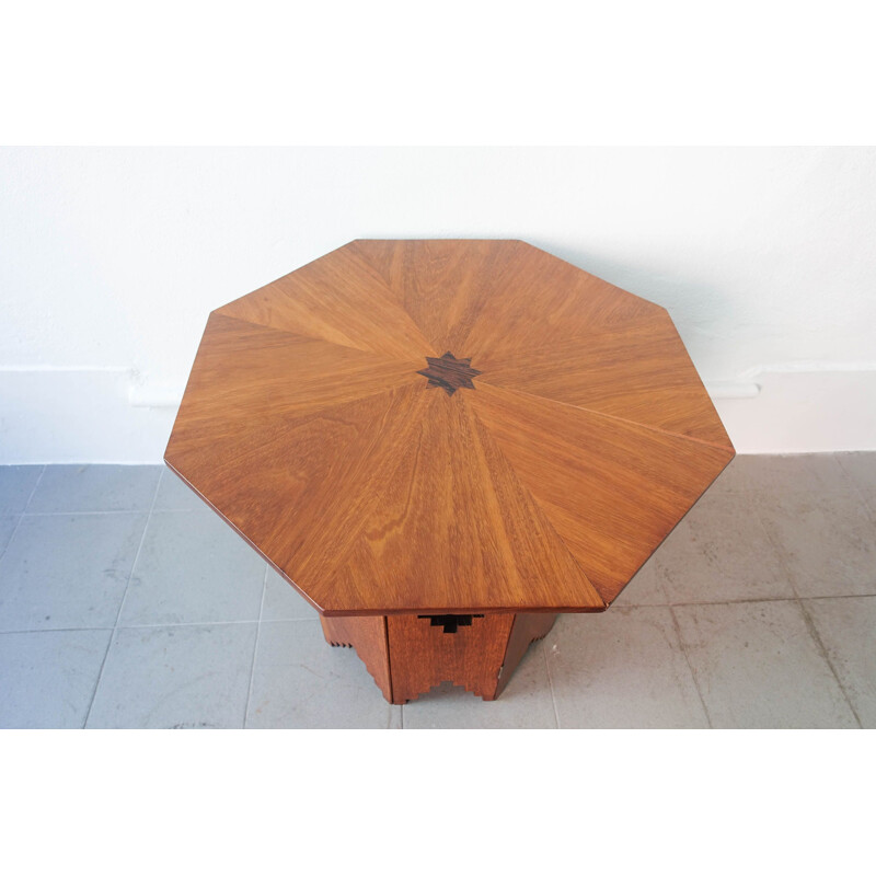 Vintage Octagonal Side Table in Sucupira Wood, Portuguese 1940s