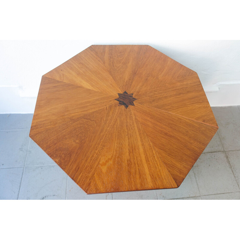 Vintage Octagonal Side Table in Sucupira Wood, Portuguese 1940s