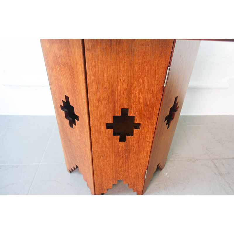 Vintage Octagonal Side Table in Sucupira Wood, Portuguese 1940s