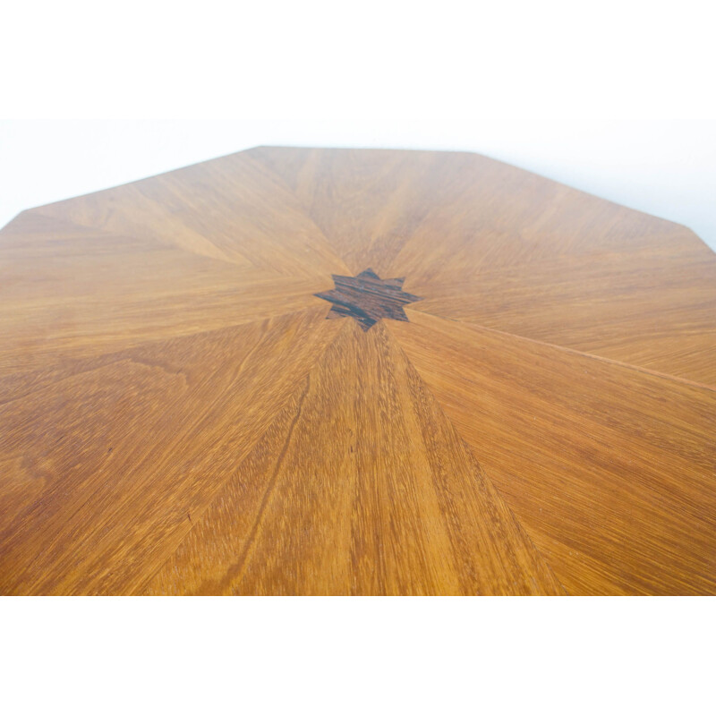 Table d'appoint vintage octogonale en bois de Sucupira, Portugais 1940