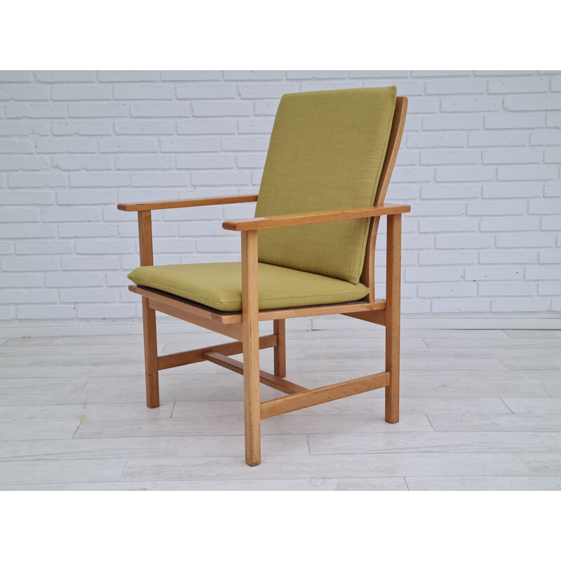 Vintage furniture wool oak armchair by Borge Mogensen, Danish 1980s