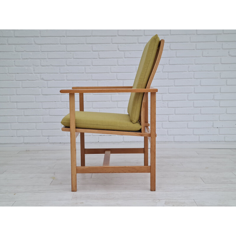 Vintage eiken en wollen fauteuil van Borge Mogensen, Denemarken 1980