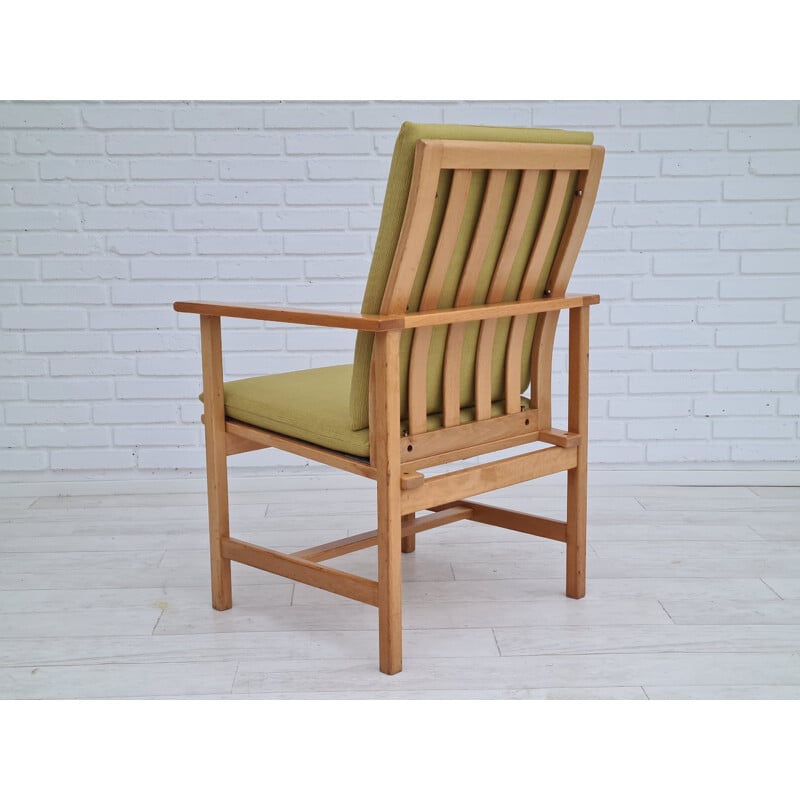 Vintage furniture wool oak armchair by Borge Mogensen, Danish 1980s