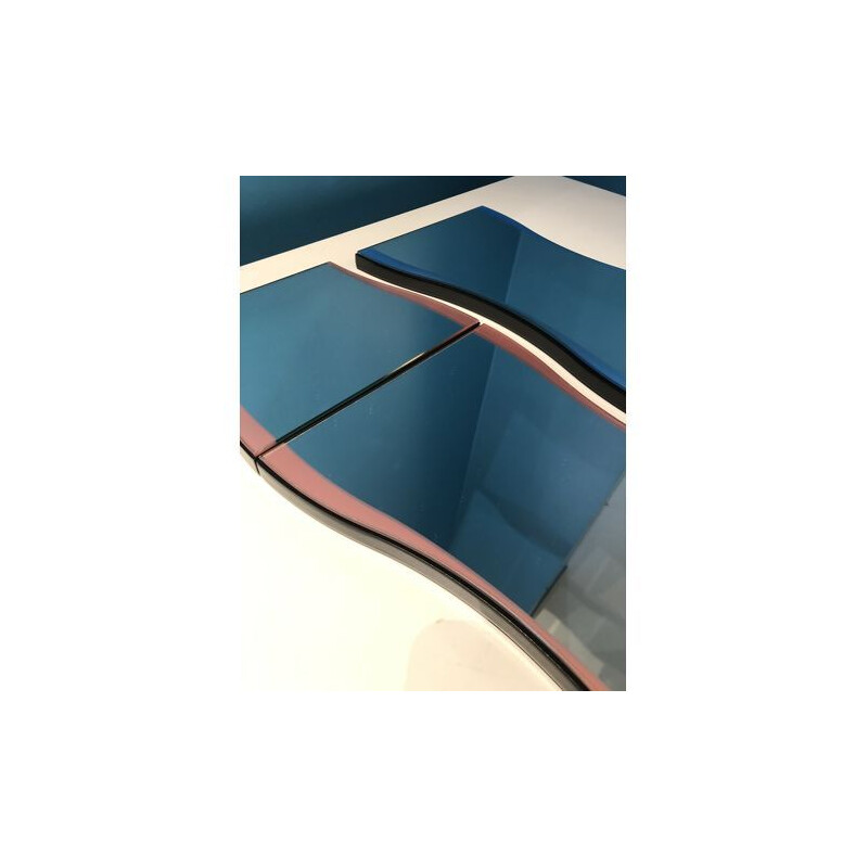 Vintage blue and pink mirror by Karim Rashid for Tonelli