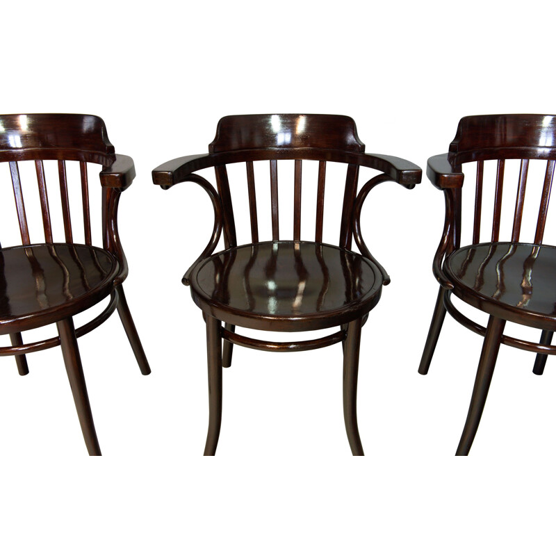 Set of 3 vintage Dining Chairs model 13 by Thonet 1930s