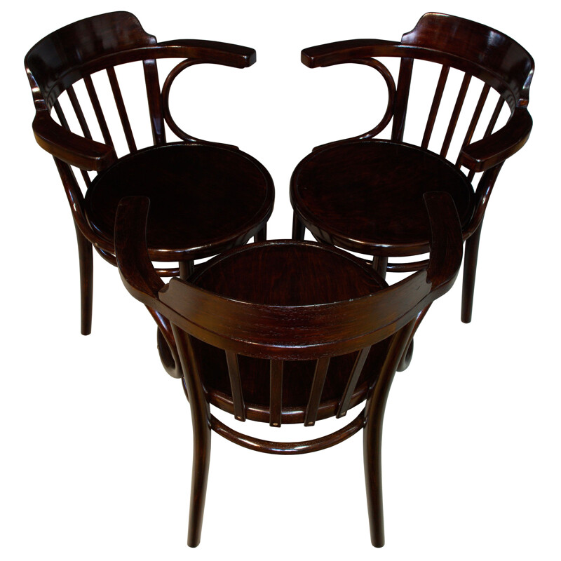 Set of 3 vintage Dining Chairs model 13 by Thonet 1930s