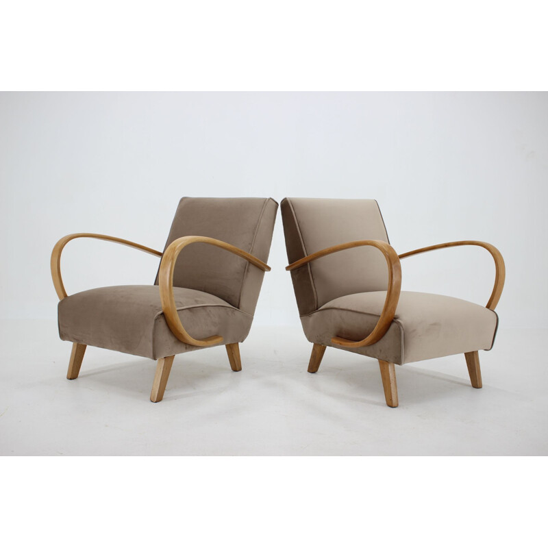 Pair of vintage Jindrich Halabala Armchairs, Czechoslovakia 1950s