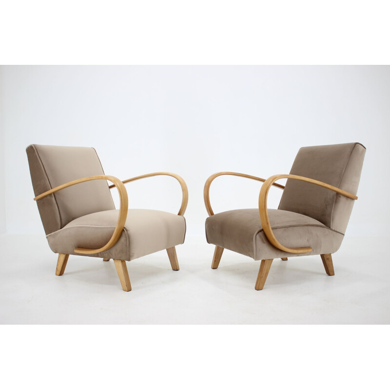 Pair of vintage Jindrich Halabala Armchairs, Czechoslovakia 1950s