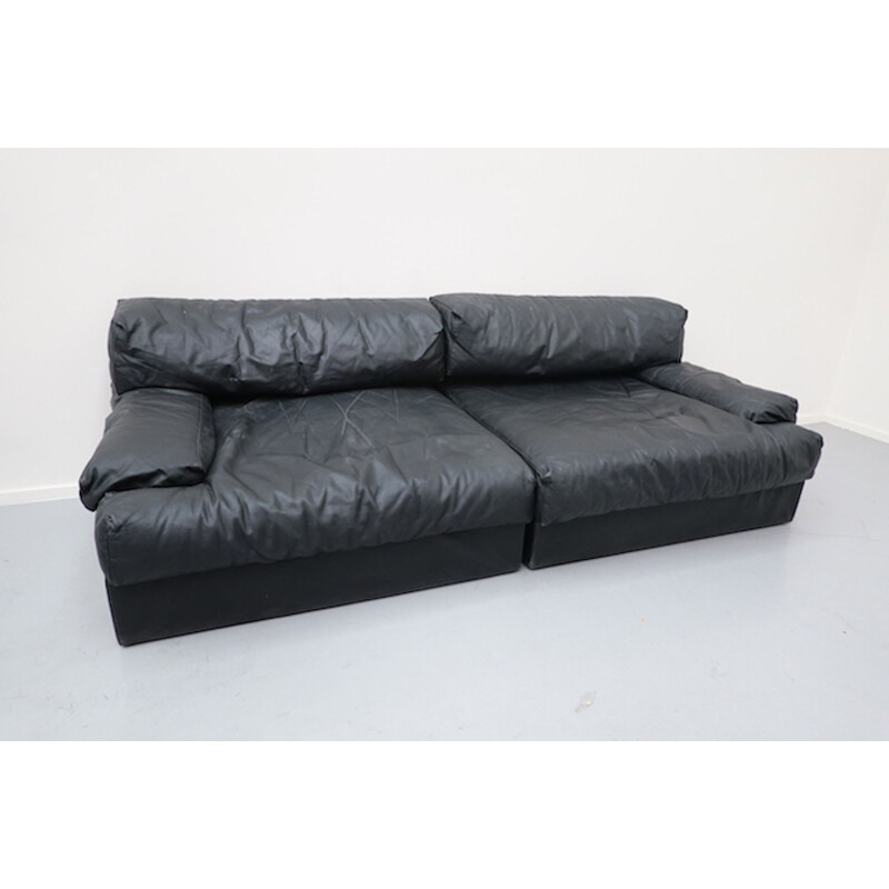 Vintage Two-Seater Sofa Leather, Italian 1960s