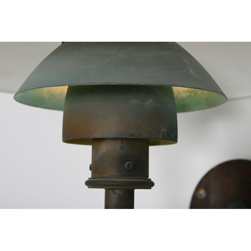Set of 4 vintage Poul Henningsen Copper Wall Lamps for Louis Poulsen