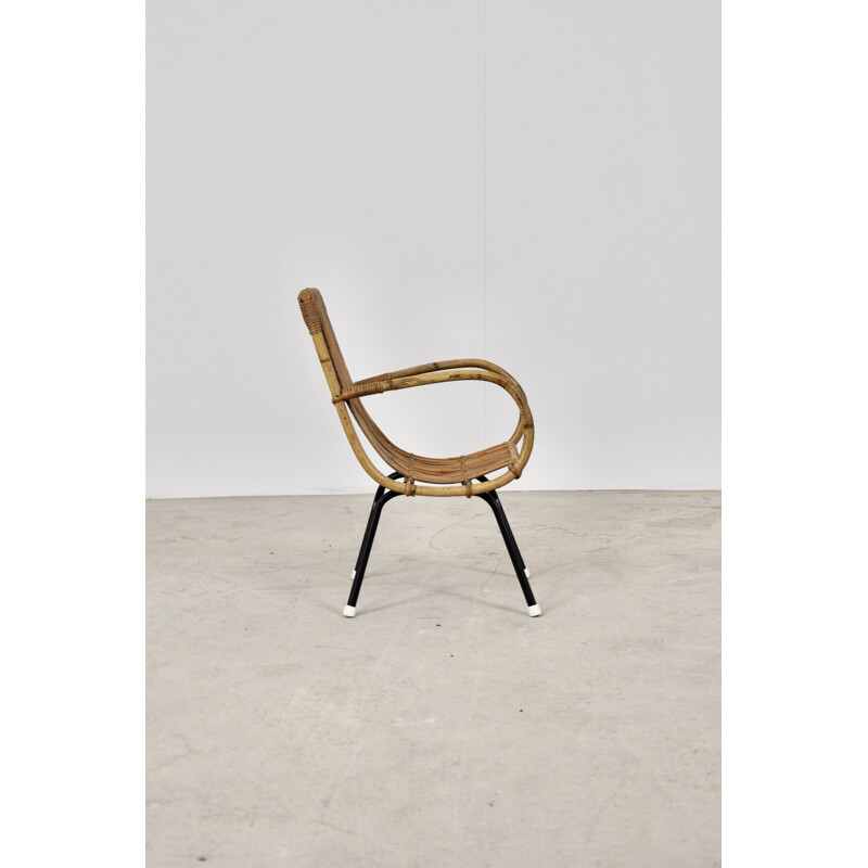 Vintage Children's Rattan Armchair from Rohe Noordwolde 1960s