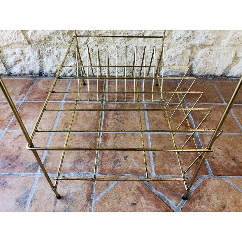 Vintage side table Vinyl storage 1960s