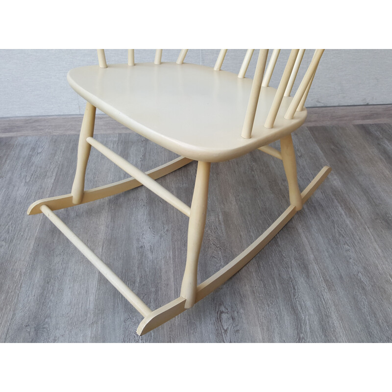Vintage beige rocking chair bent wood.