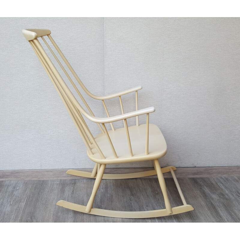 Vintage beige rocking chair bent wood.