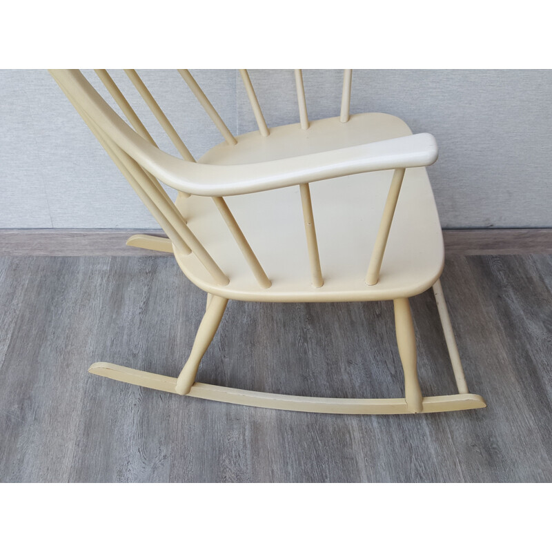 Vintage beige rocking chair bent wood.