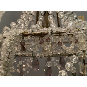 Lampadario vintage in cristallo Macaroni 1950