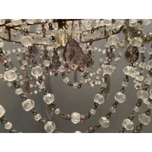 Vintage Crystal Macaroni Chandelier 1950s