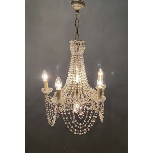 Vintage Crystal Macaroni Chandelier 1950s