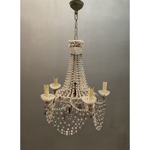 Vintage Crystal Macaroni Chandelier 1950s