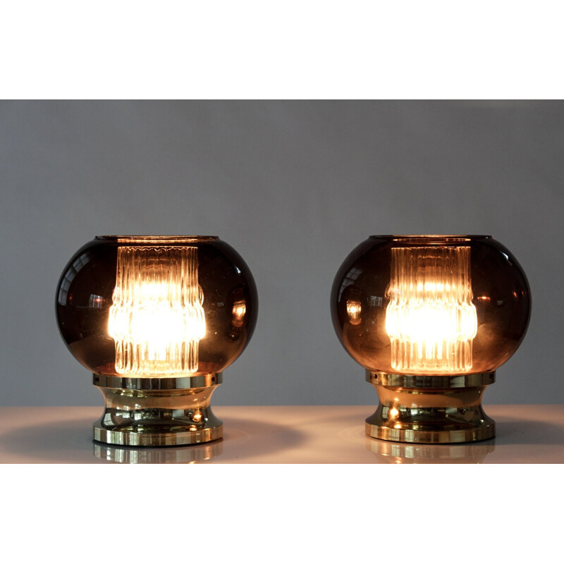 Pair of Orrefors table lamps, Carl FAGERLUND - 1960s