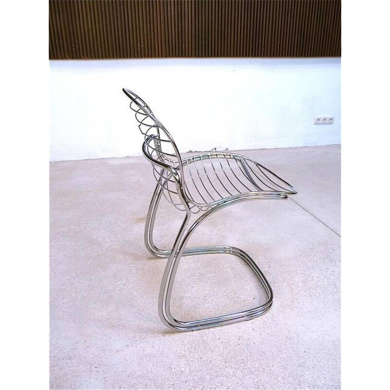 Conjunto de cuatro sillas italianas Rima en metal y cuero, Gastone RINALDI - 1970