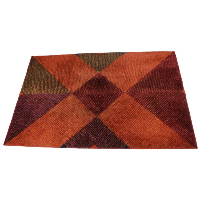 Vintage Geometric Modernist Carpet, Czechoslovakia 1960s
