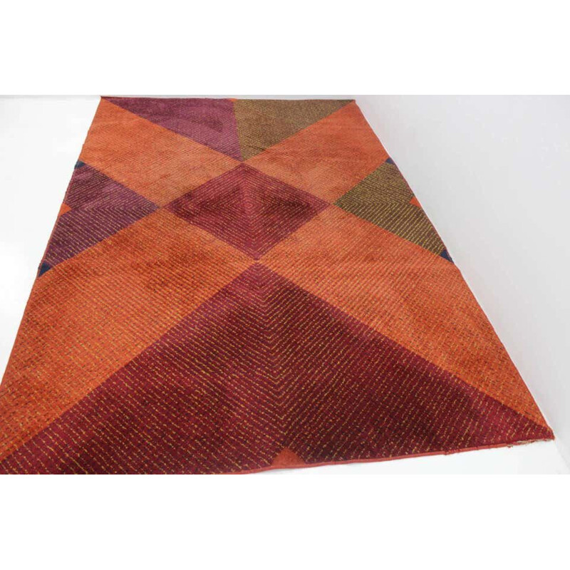 Vintage Geometric Modernist Carpet, Czechoslovakia 1960s