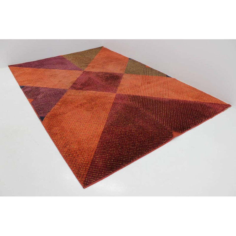 Vintage Geometric Modernist Carpet, Czechoslovakia 1960s