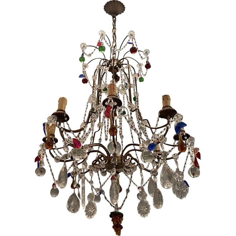 Vintage Murano Glass Fruit Chandelier 1950s