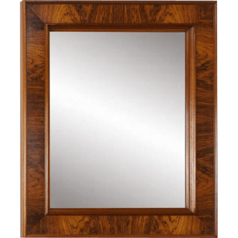 Vintage rectangular rosewood mirror 1980s
