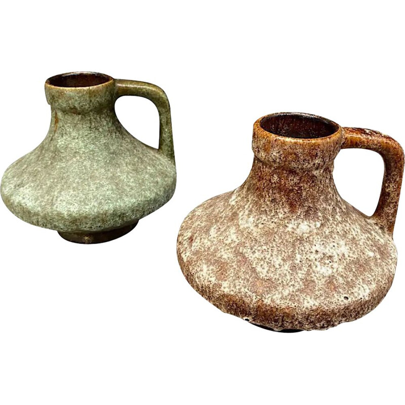 Pair of vintage ceramic jugs from Lava, Germany 1970