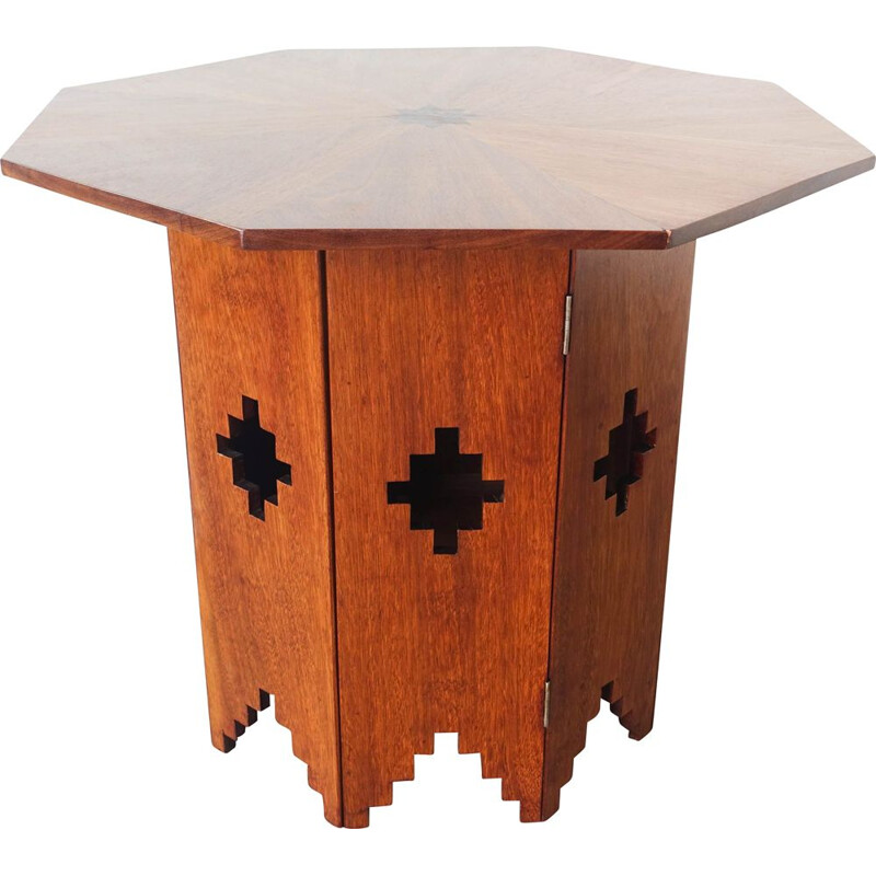 Vintage Octagonal Side Table in Sucupira Wood, Portuguese 1940s